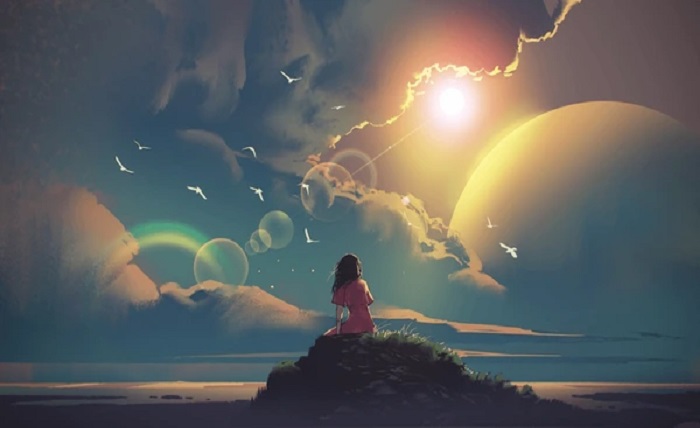 confident girl cartoon alone cute dp